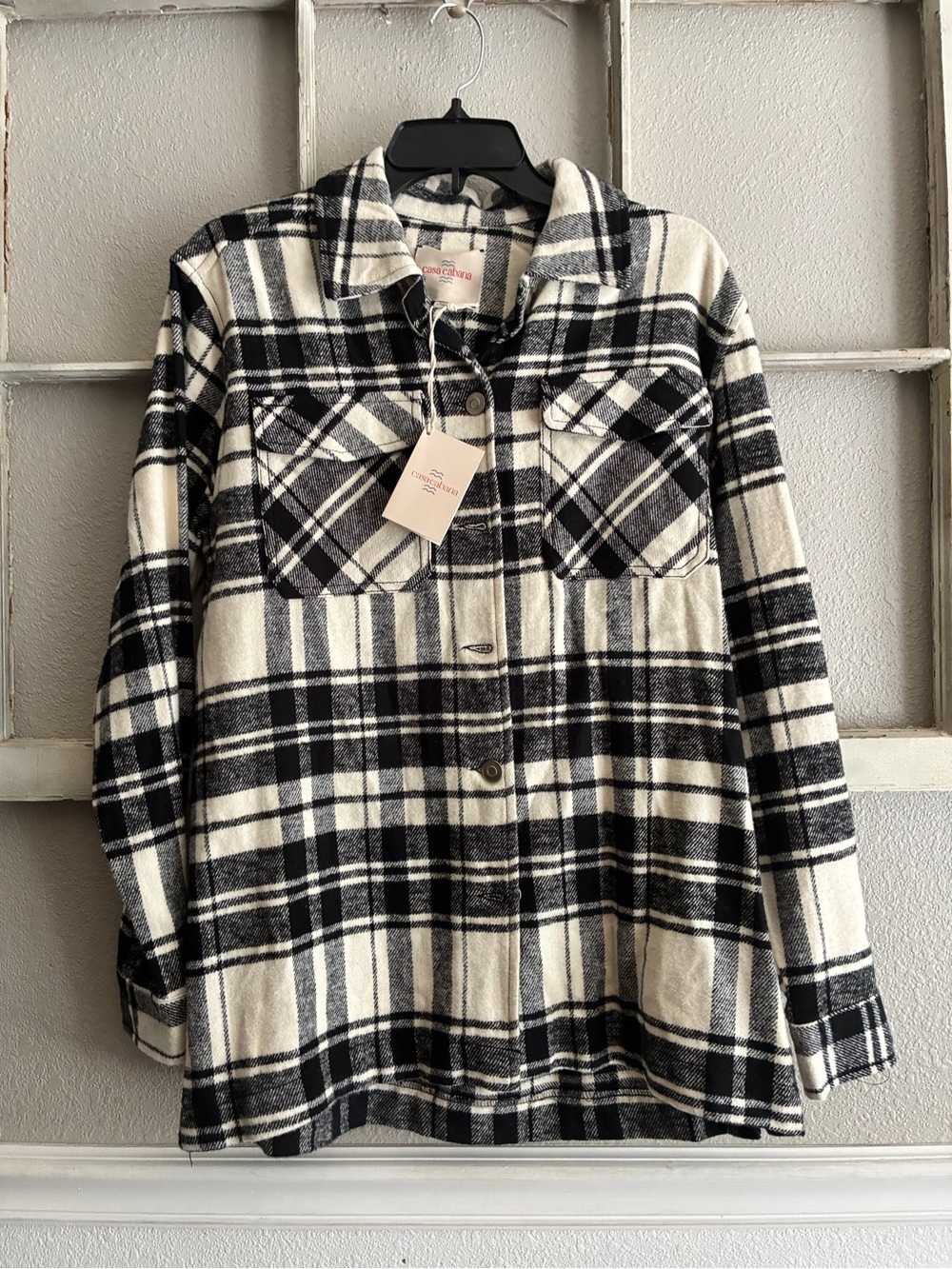 Black & White Plaid Utility Shacket